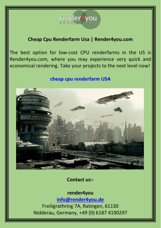 Cheap Cpu Renderfarm Usa  Render4you.com