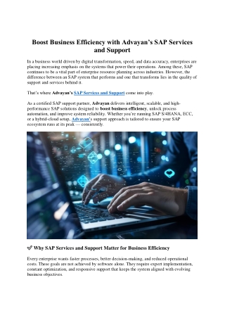 SAP Services and Support