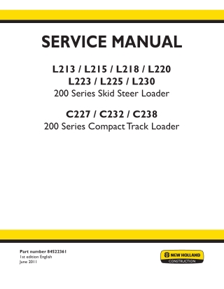 New Holland L215 Skid Steer Loader Service Repair Manual Instant Download