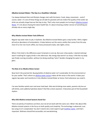 Alkaline Ionized Water The Key to a Healthier Lifestyle