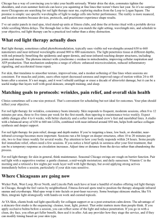 Find Red Light Therapy Near Me: Chicago’s Wellness Map