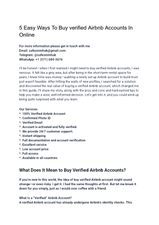 5 Easy Ways To Buy verified Airbnb Accounts In Online