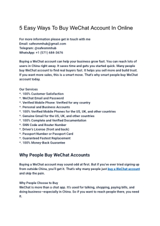 5 Easy Ways To Buy WeChat Account In Online