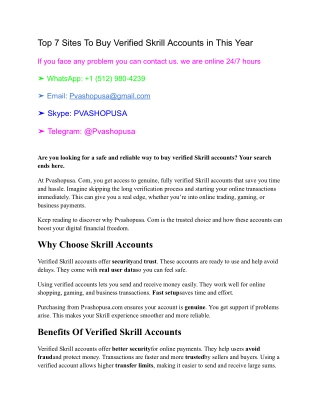 Top 7 Sites To Buy Verified Skrill Accounts in This Year