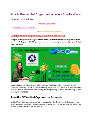 How to Buy verified Crypto.com accounts from Usaitsmo