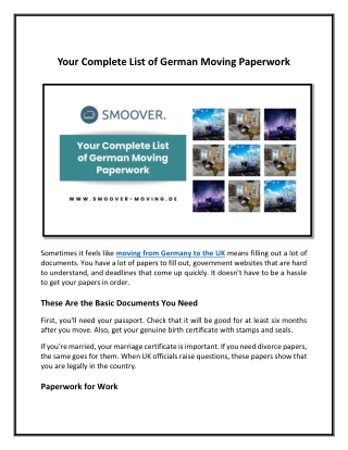 Your Complete List of German Moving Paperwork