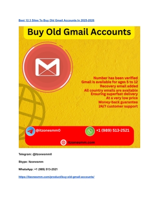 Best 12.3 Sites To Buy Old Gmail Accounts In 2025-2026