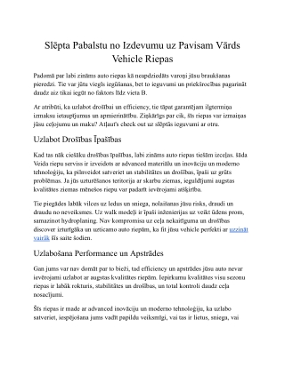 Transportlīdzeklis Nekaitīguma Un Drošības Sākas ar Riepas