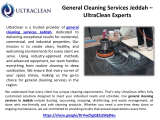 General Cleaning Services Jeddah – UltraClean Experts
