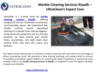 Marble Cleaning Services Riyadh – UltraClean’s Expert Care