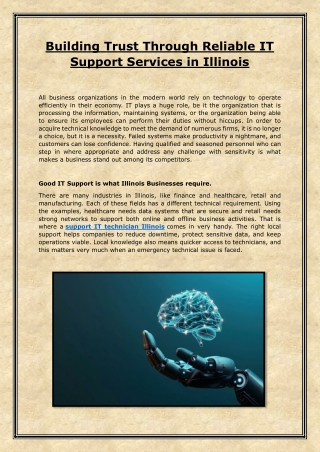 Building Trust Through Reliable IT Support Services in Illinois