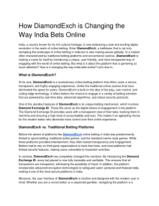 How DiamondExch is Changing the Way India Bets Online