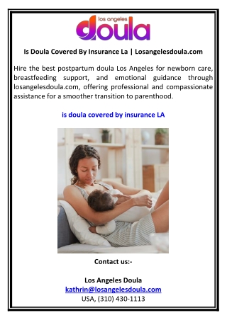 Is Doula Covered By Insurance La  Losangelesdoula.com