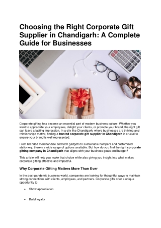 Choosing the Right Corporate Gift Supplier in Chandigarh A Complete Guide for Businesses