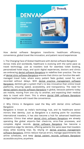 Dental patient records software Bangalore