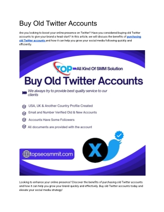 Buy Old Twitter Accounts-100% Secure Aged With Followers