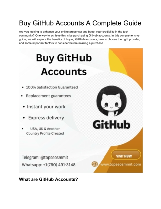Buy GitHub Accounts-100% Verified Secure & Premium Quality