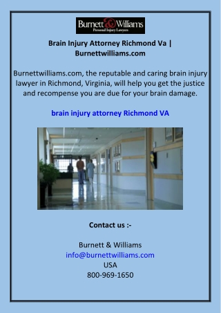 Brain Injury Attorney Richmond Va  Burnettwilliams.com