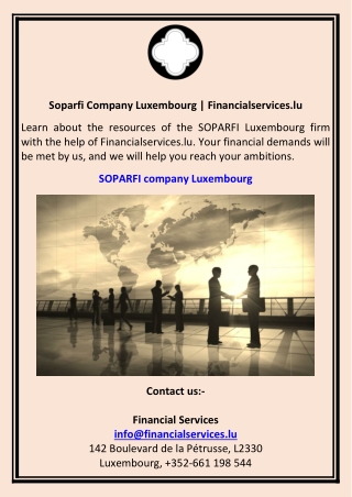 Soparfi Company Luxembourg  Financialservices.lu