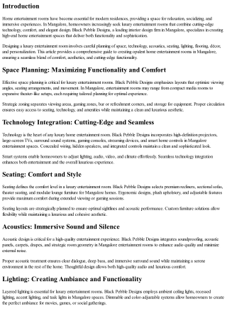 Luxury Home Entertainment Rooms in Mangalore: Elevating Leisure and Style