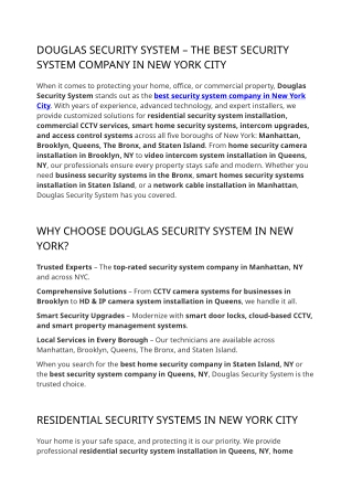 Best Security System Company in New York City | Douglas Security System