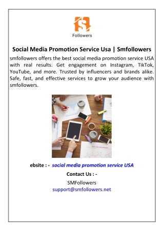 Social Media Promotion Service Usa  Smfollowers