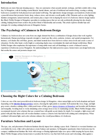 Interior Design Tips for Creating Calming Bedrooms in Mangalore Homes