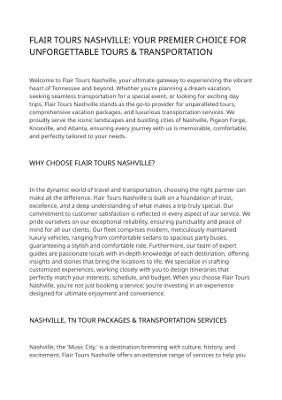 Best Tours & Transportation Services – Nashville, Pigeon Forge, Knoxville & more