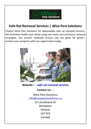 Safe Rat Removal Services  Wise Pest Solutions