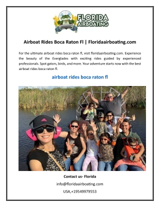 Airboat Rides Boca Raton Fl  Floridaairboating.com