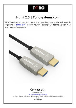 hdmi Hdmi 2.0 | Tonosystems.com