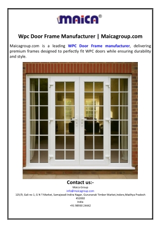 Wpc Door Frame Manufacturer | Maicagroup.com