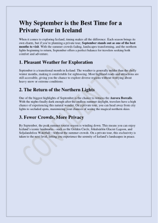 Best Time for a Private Tour in Iceland