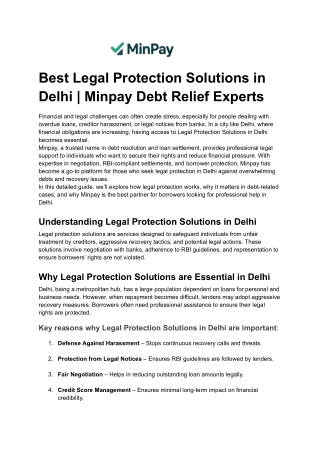 Best Legal Protection Solutions in Delhi _ Minpay Debt Relief Experts