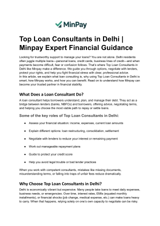 Top Loan Consultants in Delhi _ Minpay Expert Financial Guidance