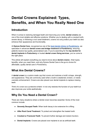 Dental Crowns Explained_ Types, Benefits, and When You Really Need One