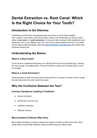 Dental Extraction vs. Root Canal_ Which Is the Right Choice for Your Tooth_