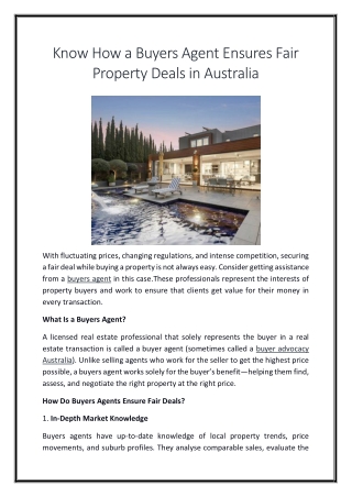 Know How a Buyers Agent Ensures Fair Property Deals in Australia