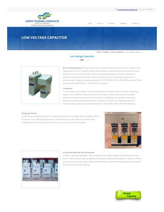Low Voltage Capacitor, LV Power Capacitors, India