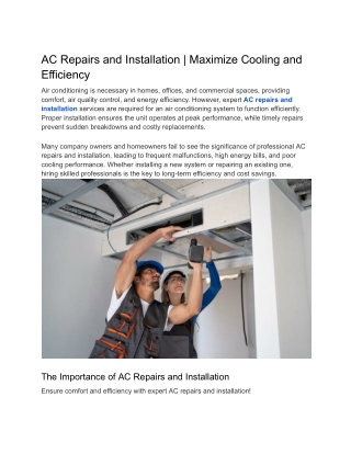 AC Repairs and Installation _ Maximize Cooling and Efficiency