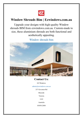 Window Shrouds Bim | Ezwindows.com.au