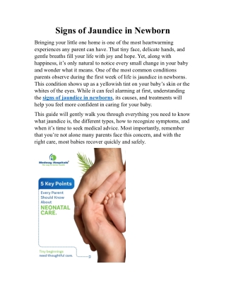 Signs of Jaundice in Newborn