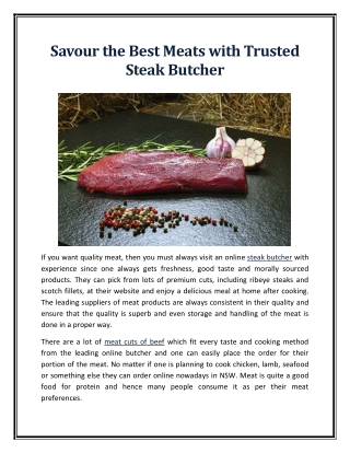 Savour the Best Meats with Trusted Steak Butcher
