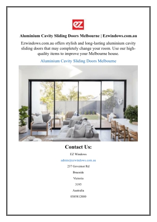 Aluminium Cavity Sliding Doors Melbourne | Ezwindows.com.au