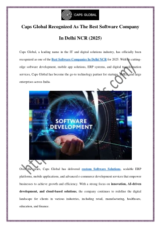 Best Software Company in Delhi NCR | Caps Global