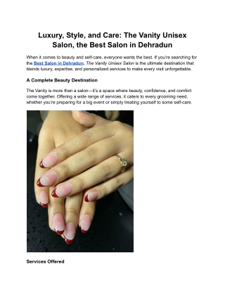 Luxury, Style, and Care_ The Vanity Unisex Salon, the Best Salon in Dehradun