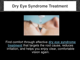 Dry Eye Syndrome Treatment