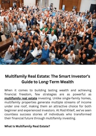 Multifamily Real Estate :The Smart Investor’s Guide to Long-Term Wealth