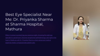 Best Eye Specialist Near Me Dr. Priyanka Sharma at Sharma Hospital, Mathura