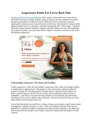 Acupressure Points for Lower Back Pain